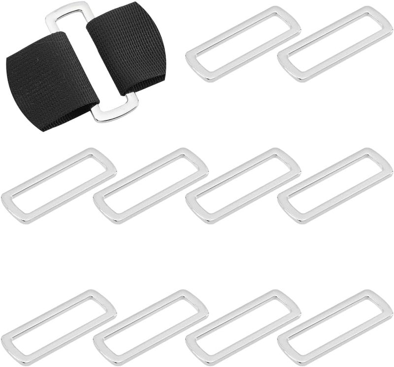 klarako 10 Pieces Metal Rectangle Ring, 1.95 Inch/49.5mm Multi-Purpose Webbing Belt Buckles Rectangular Purse Strap Lklarako Rings Fasteners Hardware DIY Luggage Backpack Belt Craft Making, Platinum - Image 1