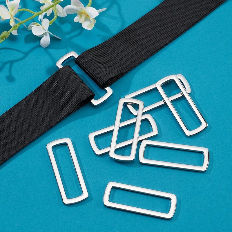 klarako 10 Pieces Metal Rectangle Ring, 1.95 Inch/49.5mm Multi-Purpose Webbing Belt Buckles Rectangular Purse Strap Lklarako Rings Fasteners Hardware DIY Luggage Backpack Belt Craft Making, Platinum - Image 4