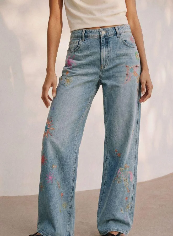 DESIGUAL Printed denim trousers