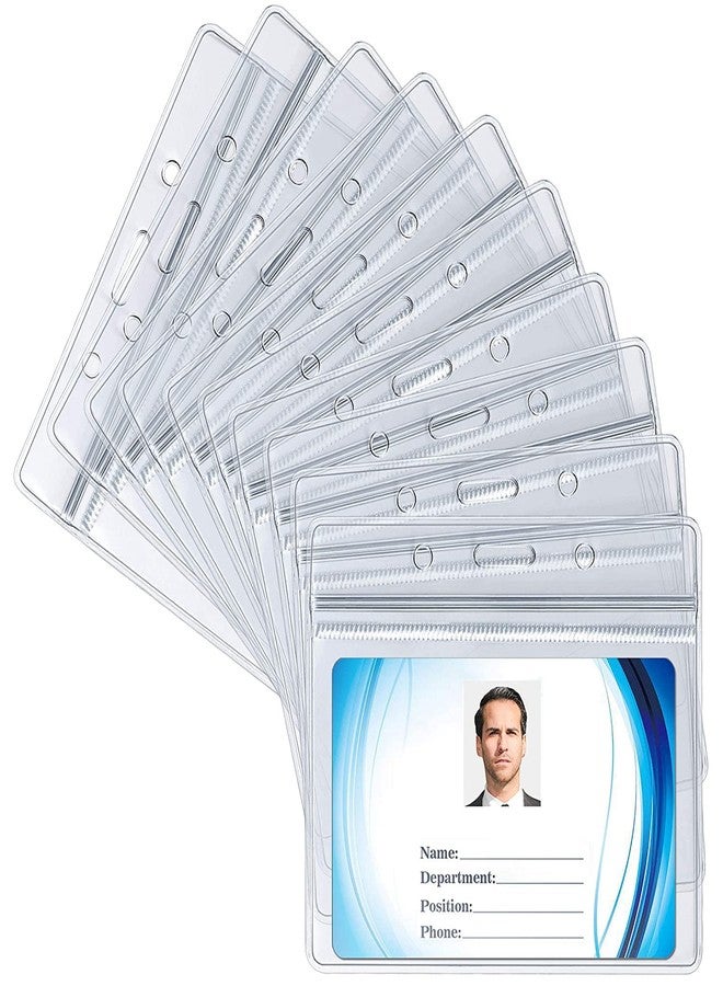 KANAbee Horizontal Clear Waterproof ID Card Holders with Sealable Zip Name Tag Badge (Transparent Horizontal, Pack of 5) - Image 5