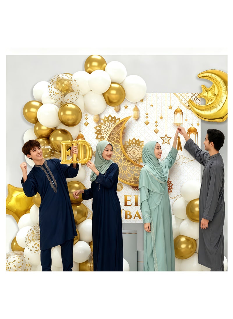 عالم البالونات بالونات عيد مبارك من رقائق الألومنيوم على شكل قمر ونجمة وهيليوم ورمضان كريم لتزيين المنزل ومستلزمات الحفلات الإسلامية - Image 3