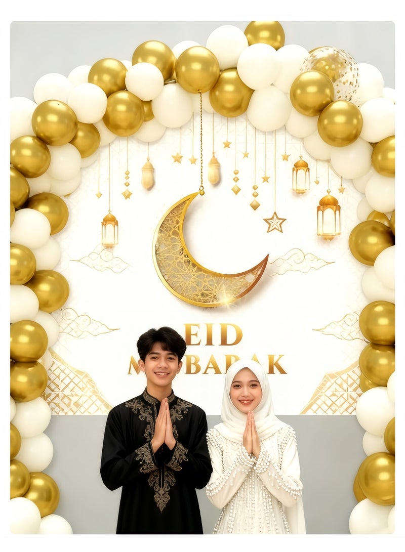 عالم البالونات بالونات عيد مبارك من رقائق الألومنيوم على شكل قمر ونجمة وهيليوم ورمضان كريم لتزيين المنزل ومستلزمات الحفلات الإسلامية - Image 5