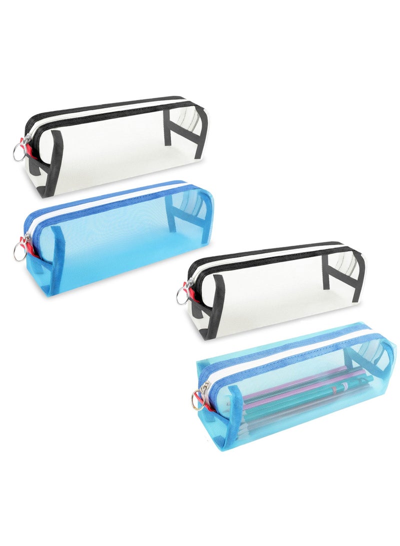 4 Pcs Clear Pencil Pouch - Multifunctional Transparent Makeup & Stationery Organizer Bag for Office, School, College, Perfect Gift for Teens & Adults, Boys & Girls - Image 1