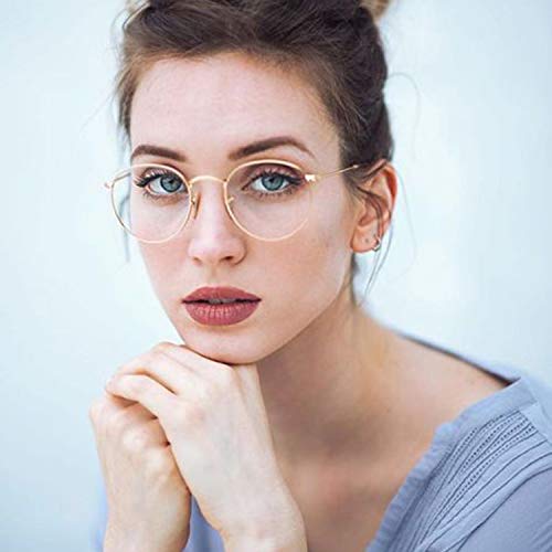 Kursan Classic Round Clear Lens Glasses for Women Men Circle Metal Frame Non-Prescription Eyeglasses (Gold) - Image 3