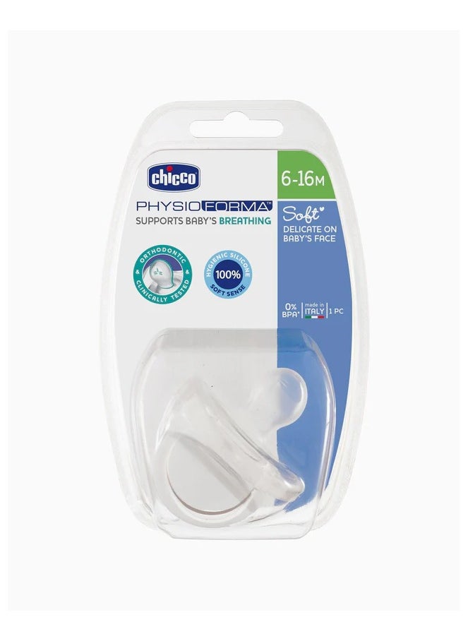 Chicco Chicco Silicone Physio Soft Soother 6-12M - CLEAR  - Image 1