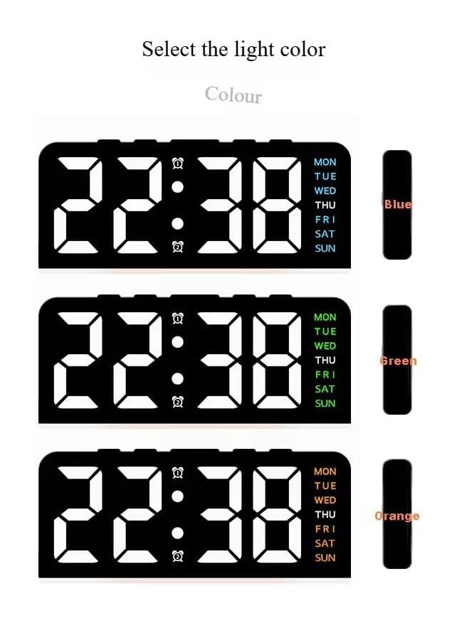 ساعة منبه رقمية LED بإضاءة خلفية عرض الوقت والتاريخ ودرجة الحرارة و إضاءة ليلية و وظيفة الغفوة و تصميم عصري لسطح المكتب و بذاكرة بطارية و حساس تلقائي للسطوع تعمل بالكهرباء