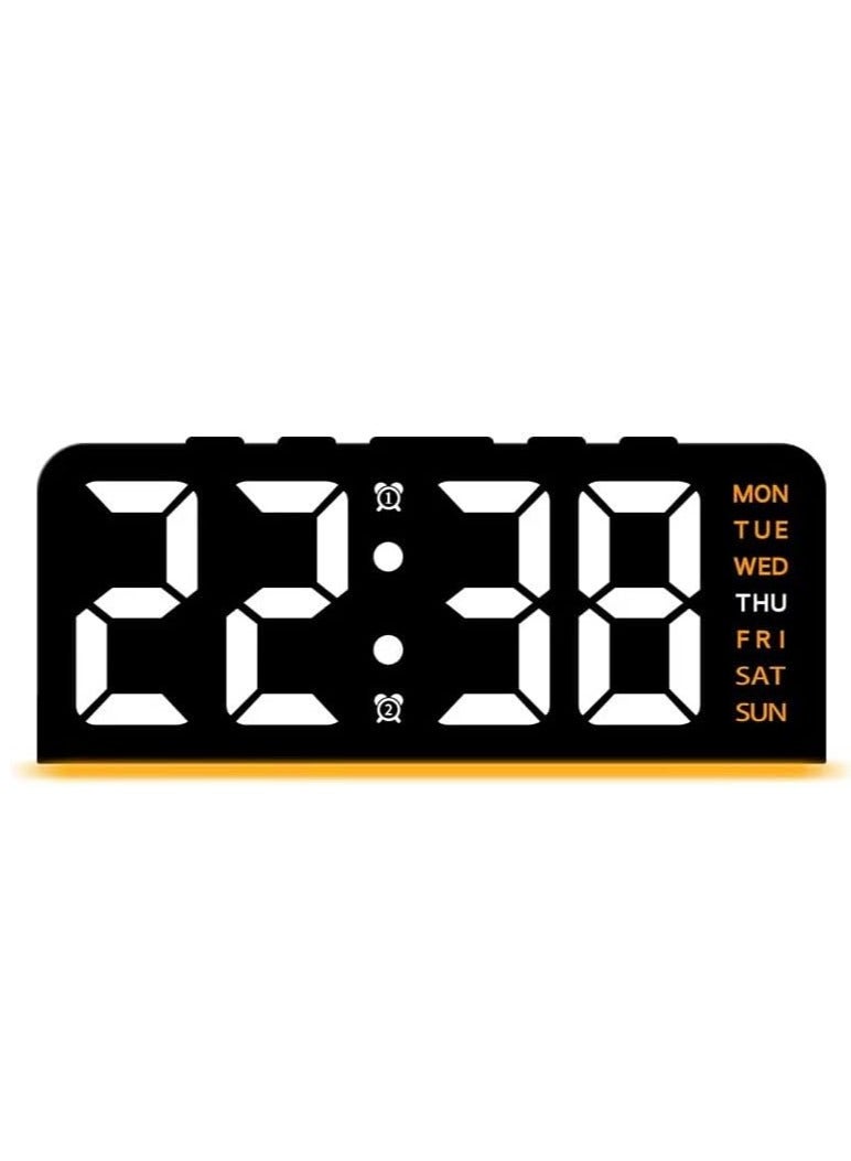 ساعة منبه رقمية LED بإضاءة خلفية عرض الوقت والتاريخ ودرجة الحرارة و إضاءة ليلية و وظيفة الغفوة و تصميم عصري لسطح المكتب و بذاكرة بطارية و حساس تلقائي للسطوع تعمل بالكهرباء