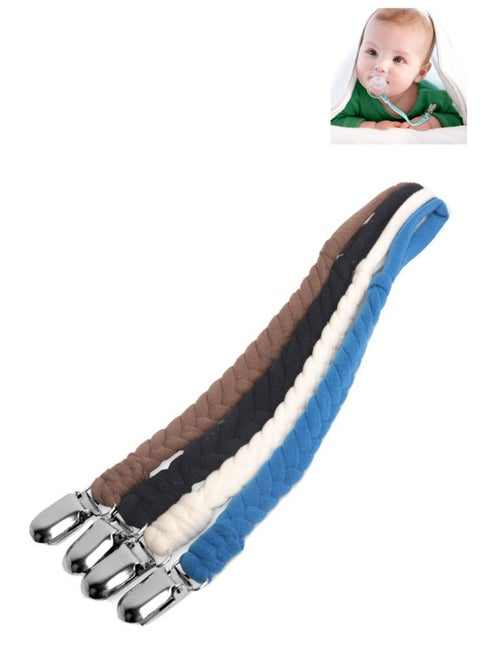 4 Piece High-quality Polyester, Non-toxic Stylish Designs Baby Pacifier Holder Strap Set