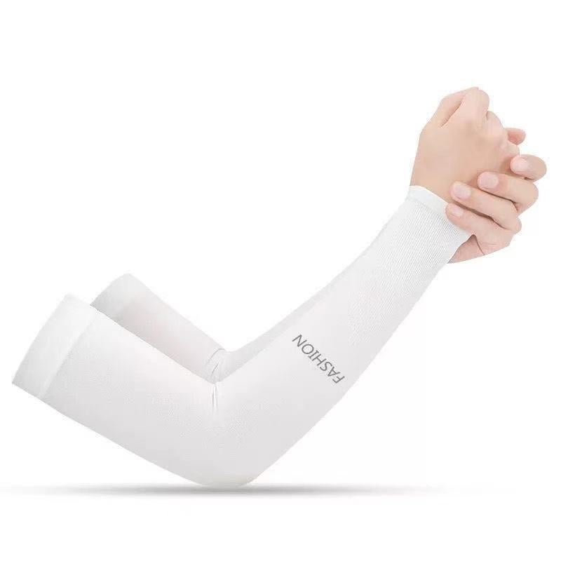 Summer Ice Sleeve Mens Womens Ice Silk Sleeve UV Protection Breathable Gloves Riding Car Arm Protector Arm Sleeve 1 Double White 