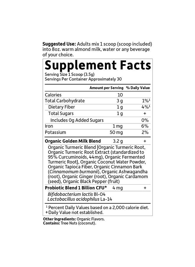 Garden of Life مسحوق التغذية والتعافي الذهبي من Mykind Organics 44 مجم من الكركمين والكركم (95% من الكركمينويدات) وأشواغاندا العضوية من Nongmo، مكملات عشبية نباتية وخالية من الجلوتين، 30 وجبة  - Image 4