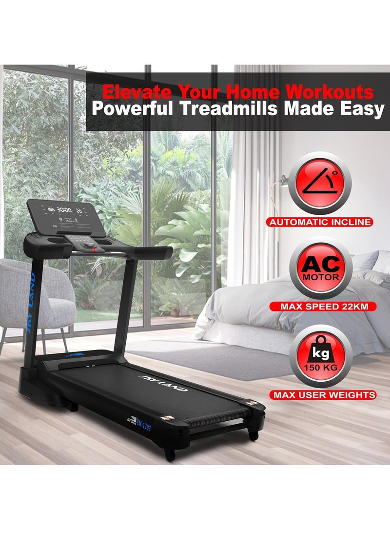 Sky Land - 7 HP Peak AC Motor Treadmill - Foldable Treadmill Running Machine With Bluetooth, Auto Incline (20%), Max User Weight 150kg - Treadmill For Home Gym & Semi Commercial Use, Multi-App Support - Image 1