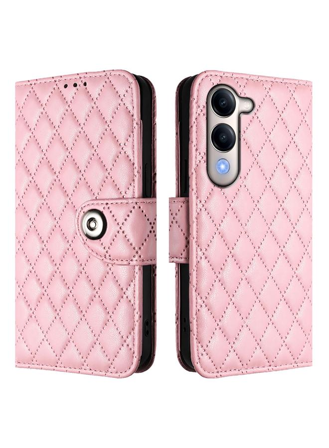 إيروريكس جراب لهاتف vivo Y29S 5G / Y04 4G جراب هاتف جلدي عالمي ذو نسيج معيني مع حبل - Image 2