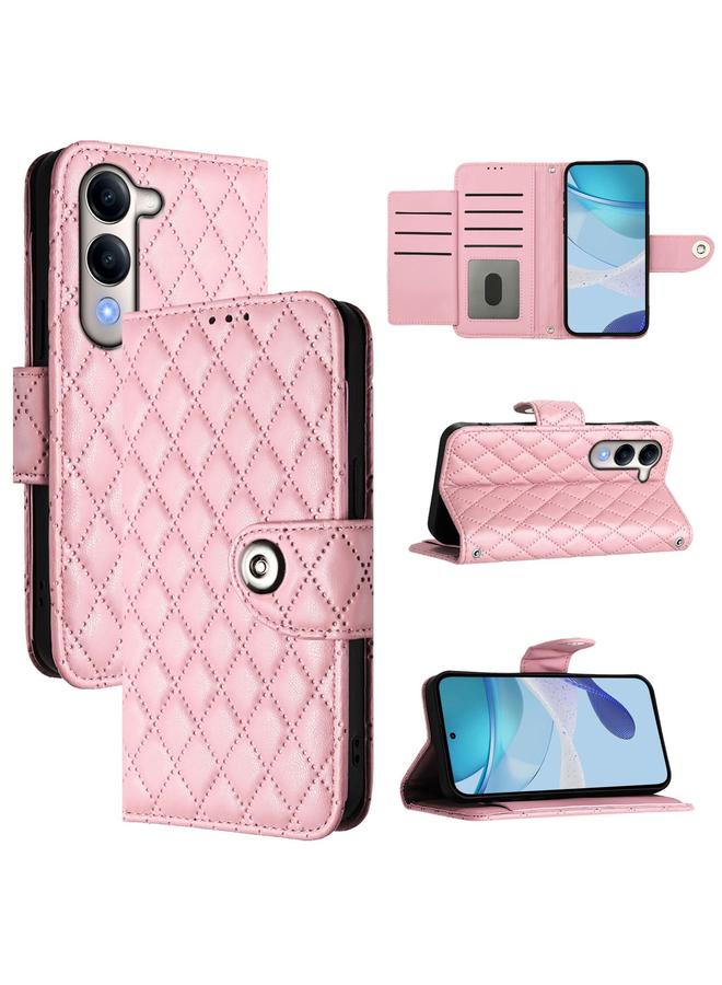 إيروريكس جراب لهاتف vivo Y29S 5G / Y04 4G جراب هاتف جلدي عالمي ذو نسيج معيني مع حبل - Image 1