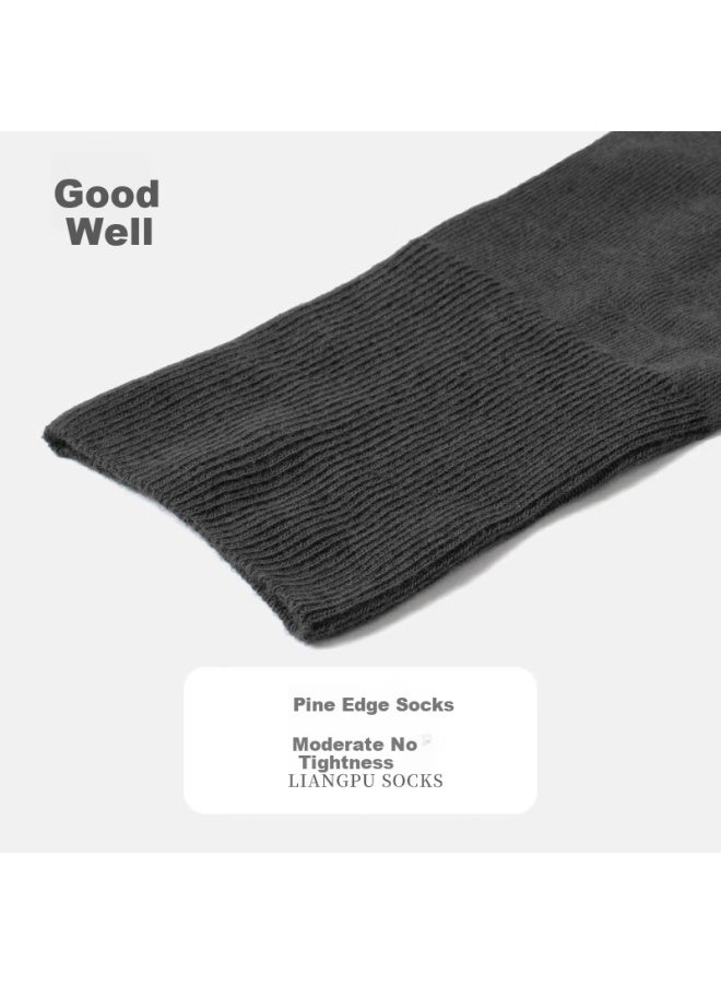 Liangpu Men's Pure Cotton Loose Mouth Comfortable Sweat-absorbent Breathable Black Business Socks Four Pairs Pack - Image 5