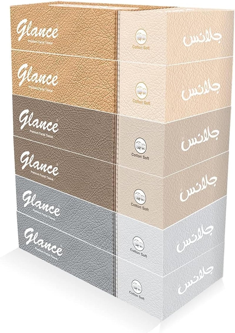 Glance Facial Tissue 2 Ply, 6 Pieces - Pack of 1 - Image 1