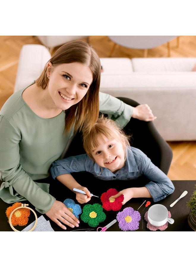 واتينك طقم مقابض إبر الزهور من WATINC - 22 قطعة من مقابض الإبر الحرفية للمبتدئين، وسادات سجادة منقوشة بنقوش الزهور مع خيوط لباد لاصقة وإطار تطريز. - Image 5