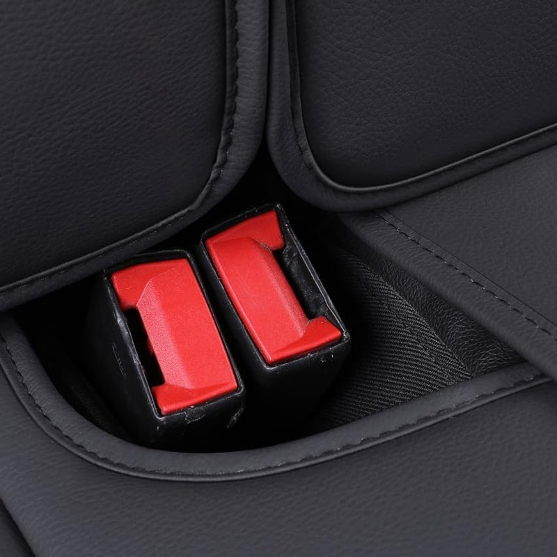 YIERTAI Silverado Sierra Rear Seat Covers for 2007-2025 1500/2500/3500 HD Pickup - Waterproof Leather Black - Image 4