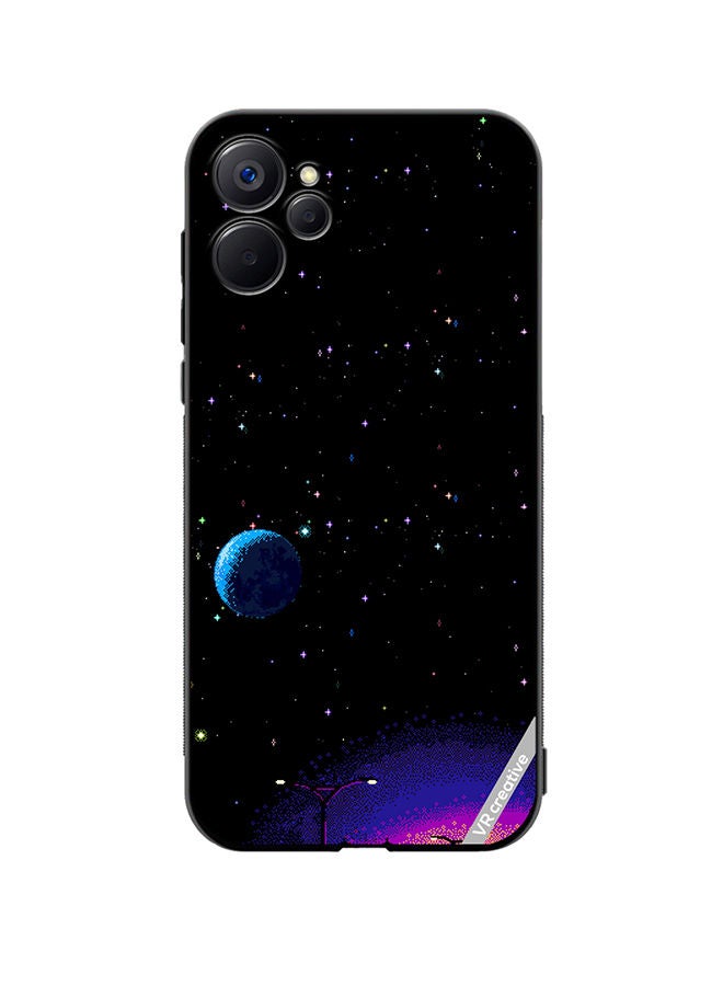 VR CREATIVE غطاء حماية لجهاز Realme 9i 5G بتصميم بيكسل جالاكسي متعدد الألوان - Image 1