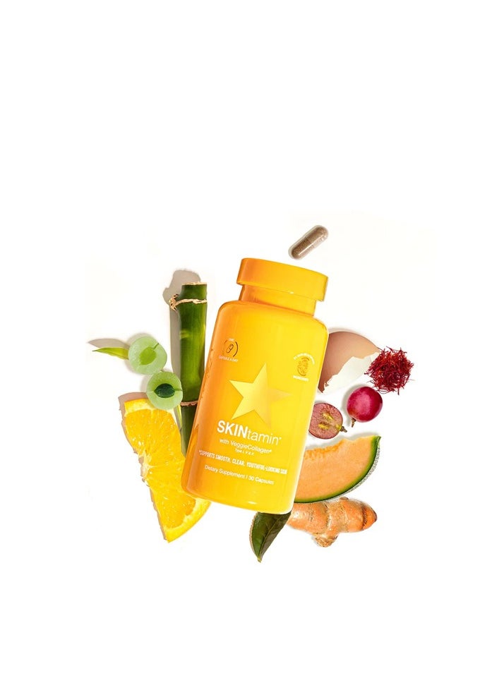 Hair Tamin Skintamin With Veggie Collagen Supports Smooth Clear Youthful looking Skin - 30 Capsules  - Image 2