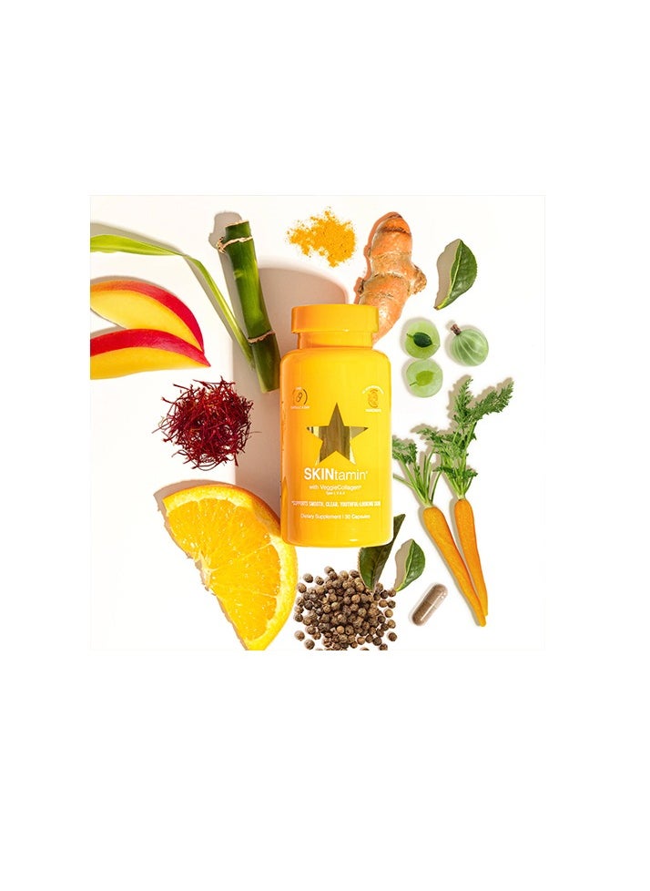 Hair Tamin Skintamin With Veggie Collagen Supports Smooth Clear Youthful looking Skin - 30 Capsules  - Image 4