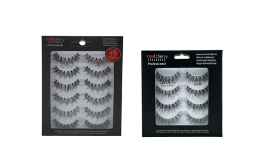 Red Cherry False Eyelashes 100 Human Hair Pack of 10 Pairs WSP - Image 1