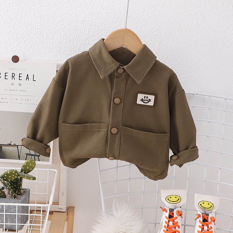 Children'S Workwear Shirt Boys And Kids Korean Autumn New Boys And Girls Baby Korean Casual Jacket Shirt Fashion - Image 4