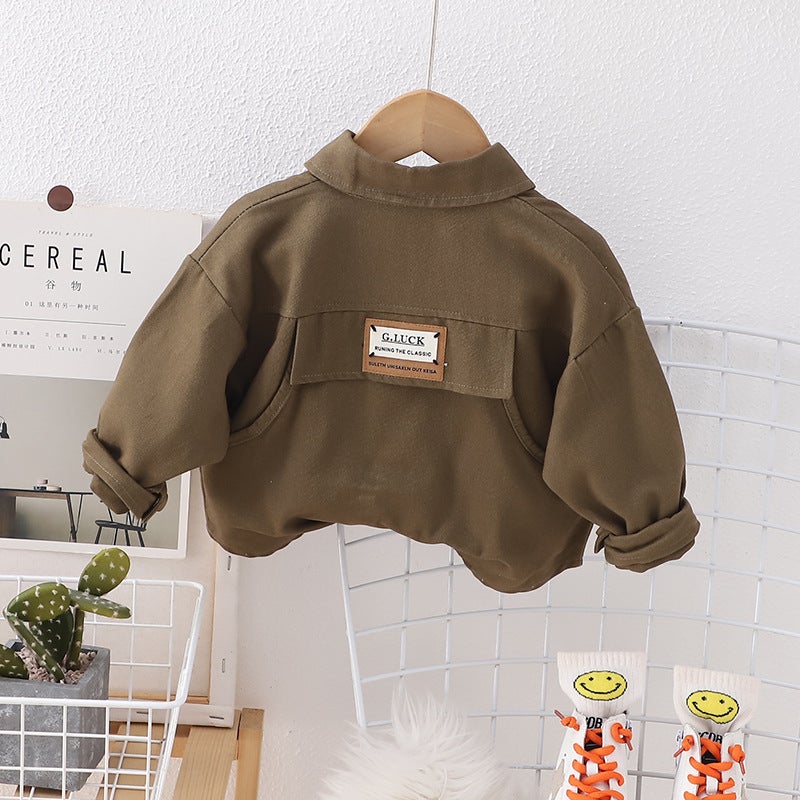 Children'S Workwear Shirt Boys And Kids Korean Autumn New Boys And Girls Baby Korean Casual Jacket Shirt Fashion - Image 5