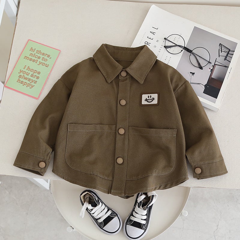 Children'S Workwear Shirt Boys And Kids Korean Autumn New Boys And Girls Baby Korean Casual Jacket Shirt Fashion - Image 1