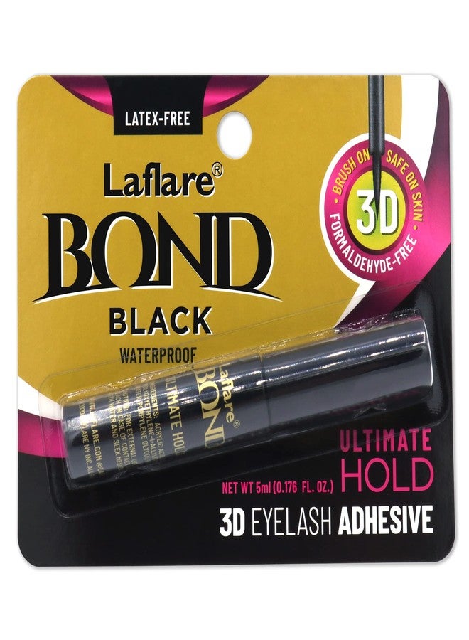 Laflare 3D Eyelash Bond Ultimate Hold Adhesive, Waterproof, Latex-Free, Formaldehyde -Free Brush On Eyelash Glue (Black) - Image 1