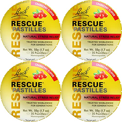RESCUE Bach Rescue Pastilles Cranberry Flavor Natural Stress Relief Lozenges Homeopathic Flower Essence Vegetarian Gluten SugarFree 35 Count 4 Pack - Image 2