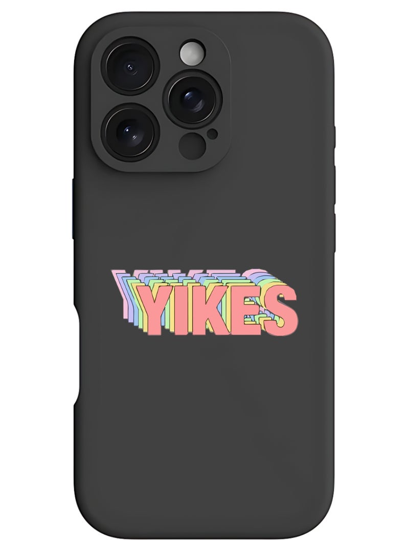 Theodor iPhone 16 Pro Max Black Protective Slim Fit Case Liquid Silicone Cover with Full Body Protection Anti-Scratch Shockproof Case For iPhone - Yikkes-01 - Image 1