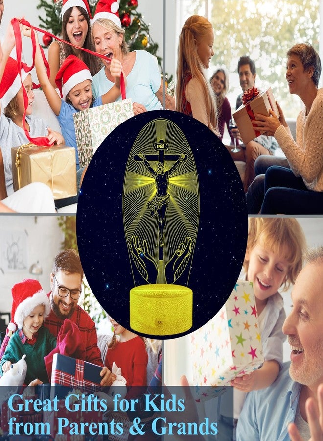 POSSHE Cross 3D Night Light, Jesus Lamp, 16 Colors Changing, Remote Control with Timer, RGB Flashing Mode and Dimmable, Jesus Gift for Christmas Birthday Decor - Image 5