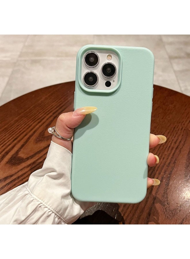 NIBEMINENT Solid Color Leather Pattern Protective TPU Case Cover For iPhone 15 Pro Max, Light Green - Image 2