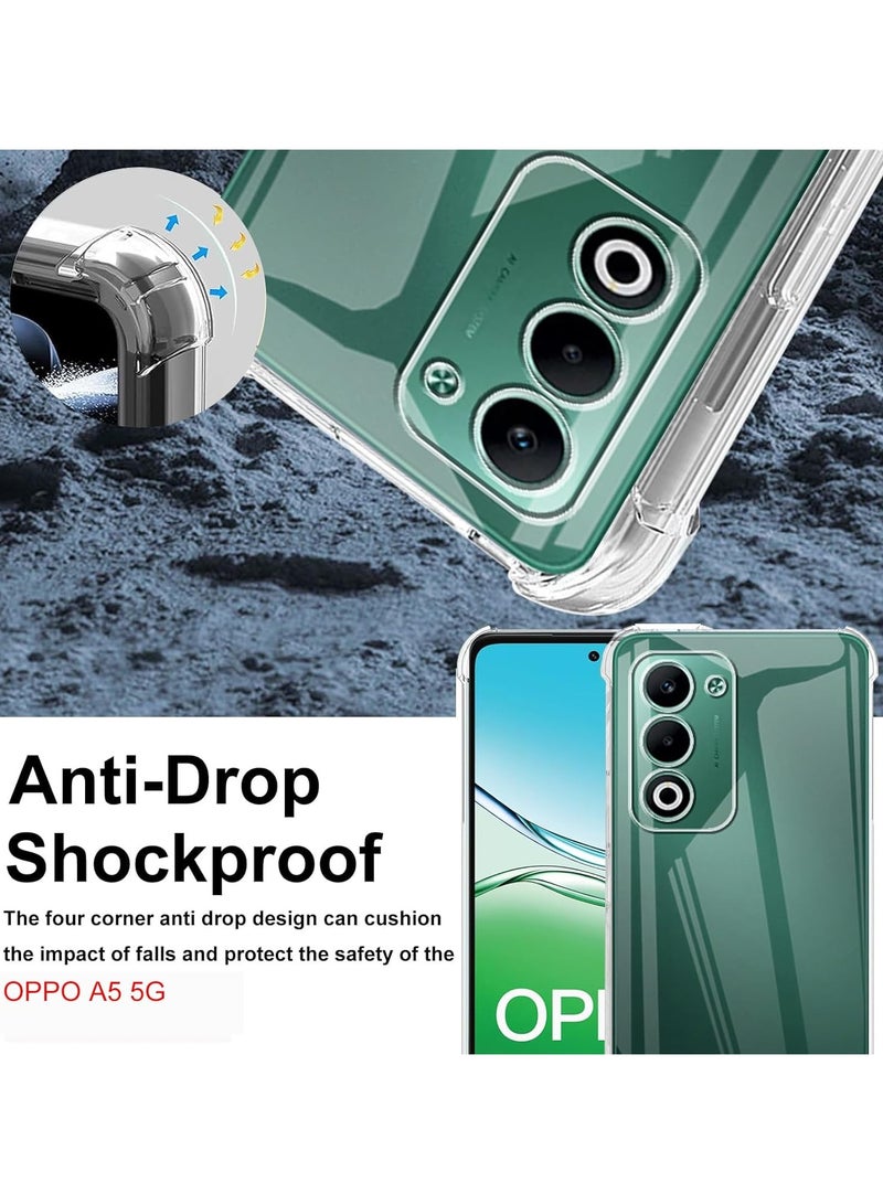 عام غلاف واقي مناسب لهاتف OPPO A5 5G، مع قطعتين من زجاج الحماية المقوى، حماية الزوايا، غطاء متين شفاف فائق المقاومة للخدوش وامتصاص الصدمات من مادة TPU المرنة - Image 2