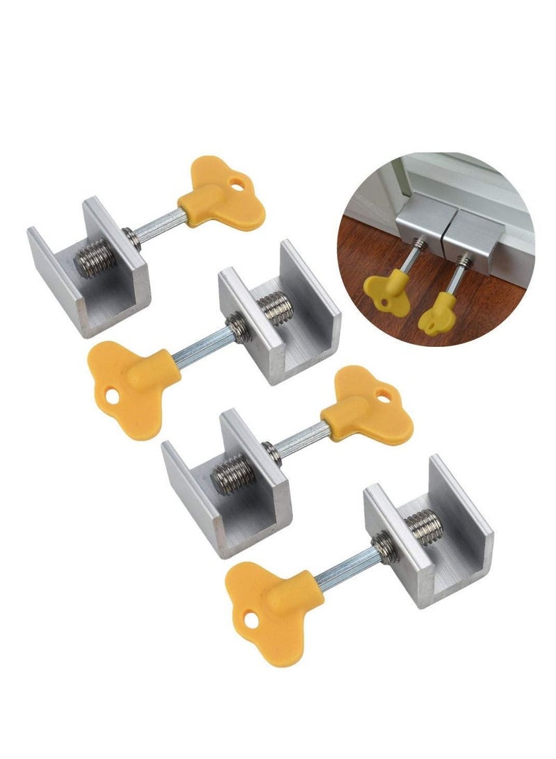 HOMESTAR 4 Pcs Adjustable Sliding Window Door Frame Security Locks with Key - Image 1