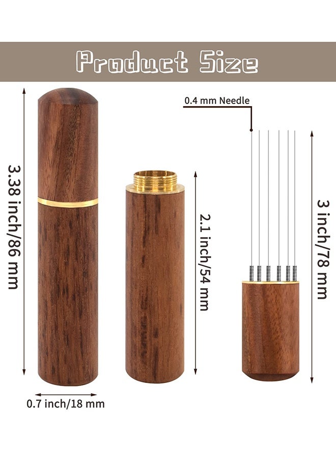 6 Needles 0.4mm Espresso Coffee Stirrer with Natural Wood Handle Stand Professional Barista Distribution Tool Ideal for Home Brewing Eid Gathering Coffee Station Party Prep - Image 3