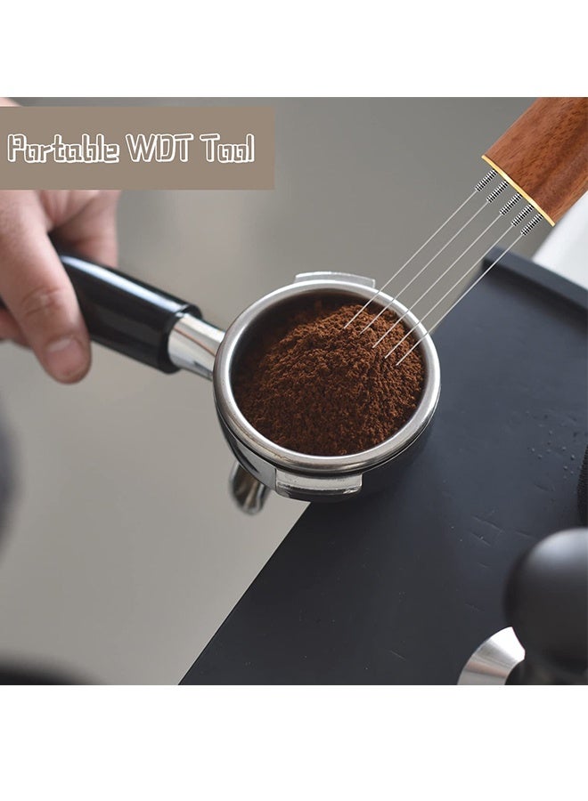 6 Needles 0.4mm Espresso Coffee Stirrer with Natural Wood Handle Stand Professional Barista Distribution Tool Ideal for Home Brewing Eid Gathering Coffee Station Party Prep - Image 5