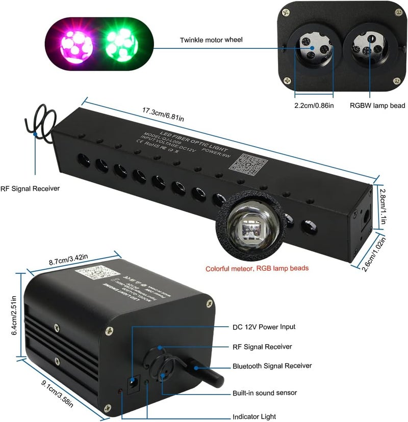 AKEPO 20W RGBW Twinkle APP Dual-Head Colorful Shooting Star Fiber Optic Light Kit - Image 5