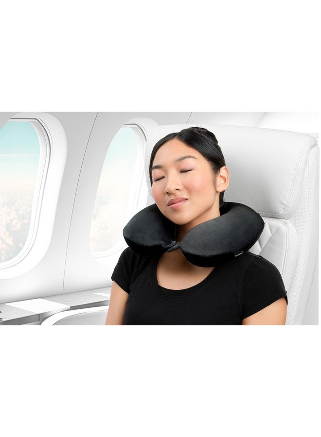 Brookstone Travel Neck Pillow - Classic Memory Foam Head and Neck Pillow for Vacations, Airplanes, Trains, Buses, and Cars, Size One Size, Black - Image 3