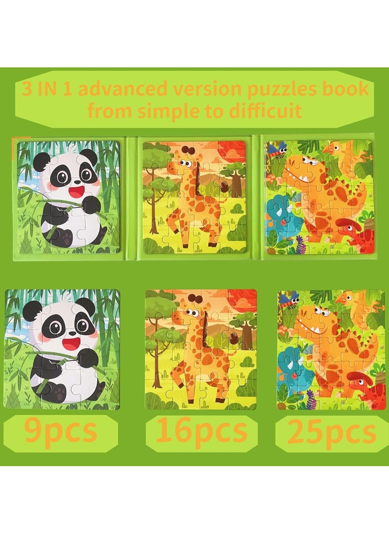 Generic - Magnetic 3-in-1 Graduated Difficulty Puzzle Book, Educational Logic Development Jigsaw Toy, Durable Paper Material, for Ages 3+, Ideal  for Boys & Girls - Animals World - Image 1