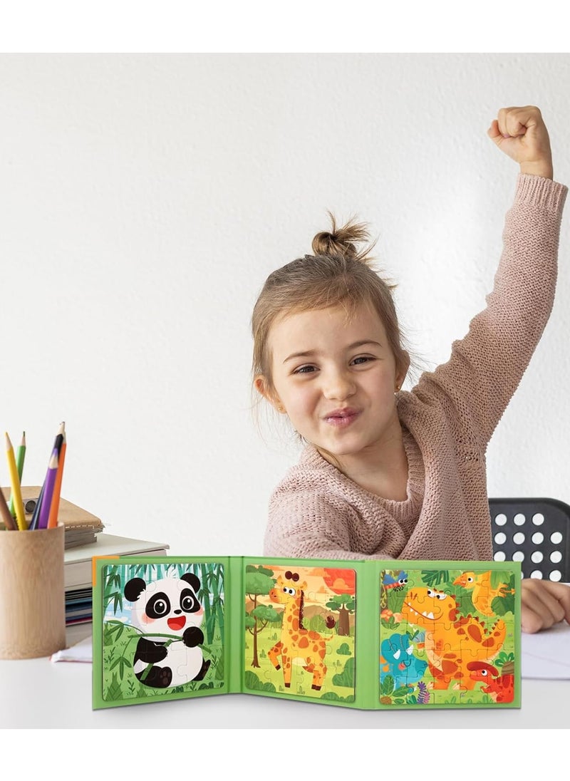 Generic - Magnetic 3-in-1 Graduated Difficulty Puzzle Book, Educational Logic Development Jigsaw Toy, Durable Paper Material, for Ages 3+, Ideal  for Boys & Girls - Animals World - Image 1