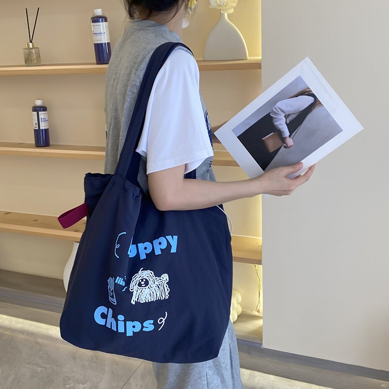 Cute Embroidered All-Match Artistic Shoulder Bag Tote Bag Women'S Lazy Style Large Capacity Commuting Shoulder Bag - Image 2