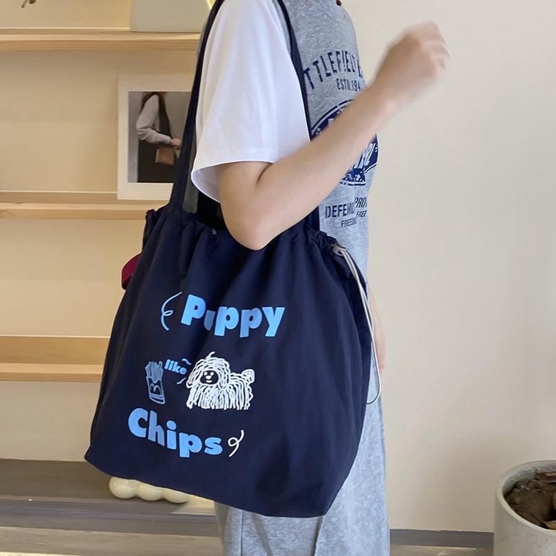 Cute Embroidered All-Match Artistic Shoulder Bag Tote Bag Women'S Lazy Style Large Capacity Commuting Shoulder Bag - Image 1