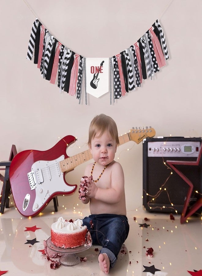 UOAOU One Rocks High Chair Banner - Rock And Roll 1st Birthday Party Decorations, One Rocks, First Born To Rock Banner, Rockstars First Birthday Party Supplies﻿ - Image 3