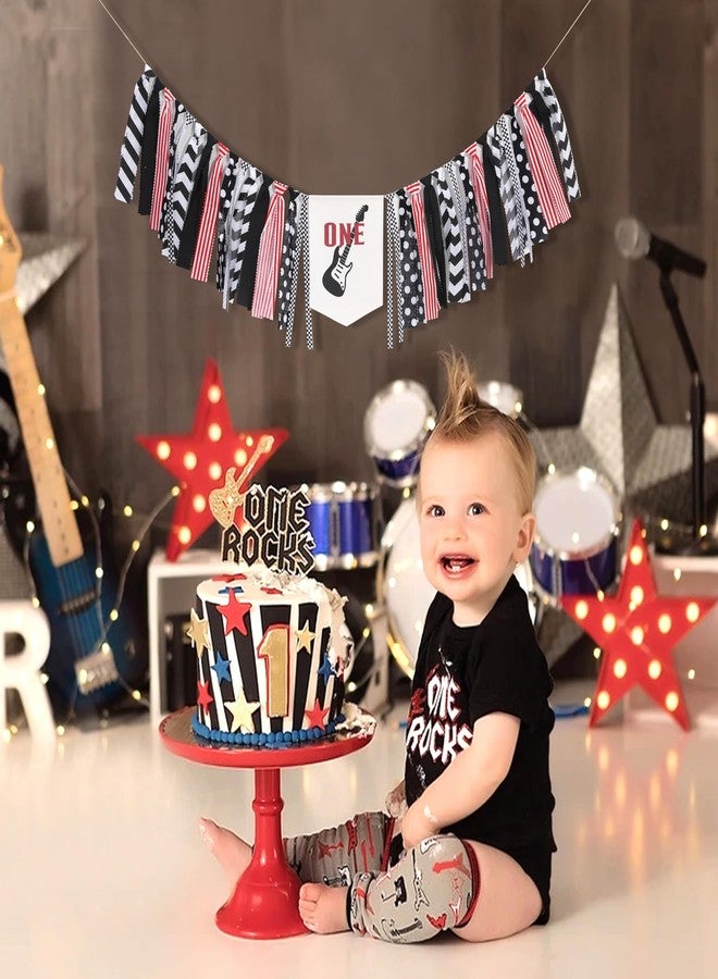UOAOU One Rocks High Chair Banner - Rock And Roll 1st Birthday Party Decorations, One Rocks, First Born To Rock Banner, Rockstars First Birthday Party Supplies﻿ - Image 4