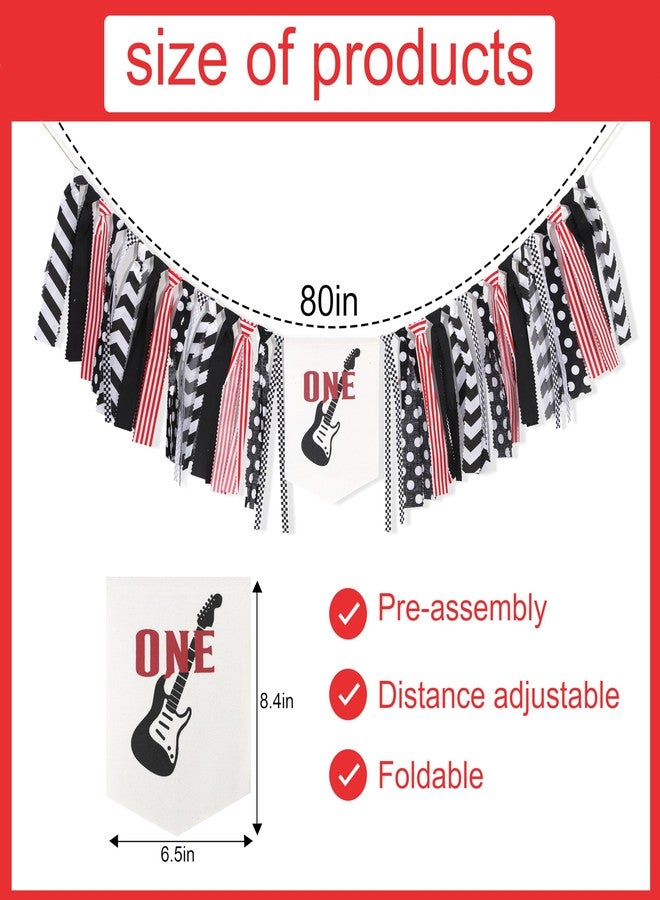 UOAOU One Rocks High Chair Banner - Rock And Roll 1st Birthday Party Decorations, One Rocks, First Born To Rock Banner, Rockstars First Birthday Party Supplies﻿ - Image 2