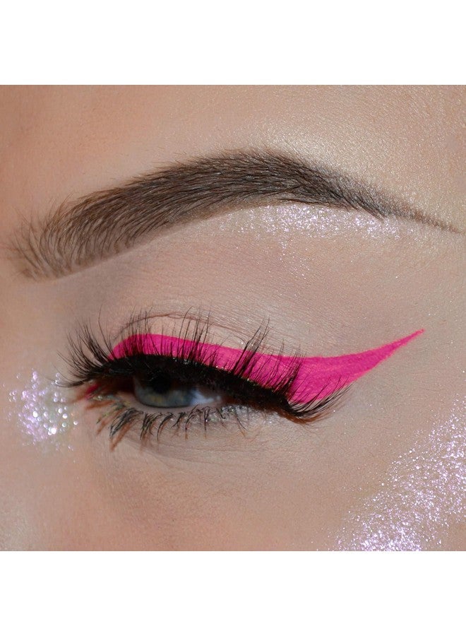 DELISOUL UV Neon Liquid Eyeliner, Matte Colored Eyeliner Pen, Waterproof Smudge-proof Pigmented Eye Liner, Glow Brightly Under UV Lights, Colorful Eye Makeup For Rave Party Music Festival, Neon Pink - Image 2