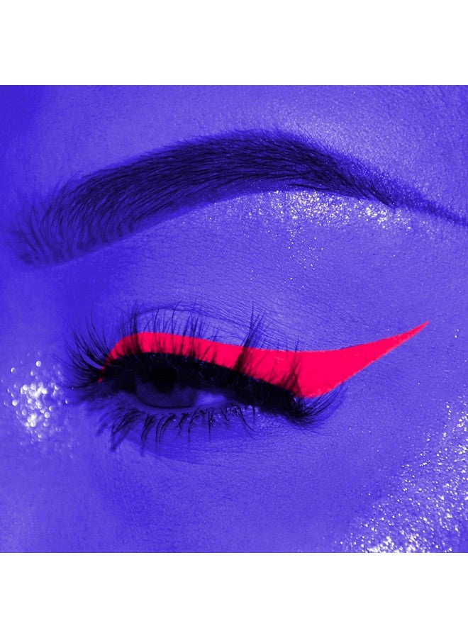 DELISOUL UV Neon Liquid Eyeliner, Matte Colored Eyeliner Pen, Waterproof Smudge-proof Pigmented Eye Liner, Glow Brightly Under UV Lights, Colorful Eye Makeup For Rave Party Music Festival, Neon Pink - Image 3