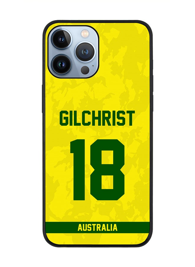 Stylizedd - Rugged Black Edge Case iPhone 13 Pro Max, Slim fit Soft Case Flexible Rubber Edges Thin Cover - Player Name - Adam Gilchrist, Jersey Number- 18 - Image 1
