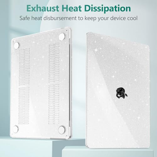 May Chen Case for MacBook Air 13/13.6-inch (M5/M4/M3/M2, 2022-2026 Models A3449 A3240 A3113 A2681), Lightweight | Closes Seamlessly | Ideal for Work Hard Shell Case, Clear Glitter - Image 4
